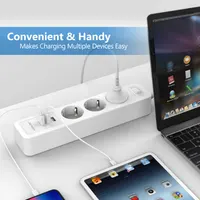 Сетевой фильтр удлинитель JSVER 3 розетки 3 USB защита перенапряжения кабель 2м умный блок — фото 5