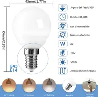 LED ламп E14 6W теплый свет без мерцания G45 шар 1 штука экономичные — фото 3