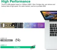 M.2 NVME SSD to USB 3.1 Adapter, Portable M.2 PCIe Based M Key Hard Drive Converter Reader for 2230/2242/2260/2280 SSD — фото 3
