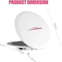 Компактне дзеркало для макіяжу TOUCHBeauty з LED-підсвічуванням (1x/2x збільшення, USB зарядка), Чорне — фото 3