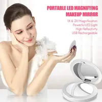 Компактне дзеркало для макіяжу TOUCHBeauty з LED-підсвічуванням (1x/2x збільшення, USB зарядка), Чорне — фото 8