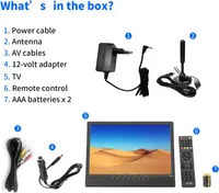 KCR Portable TV, Freeview DVB-T2 12V TV, Rechargeable Battery, USB port, Headphone jack, Remote Control, AV input, HDMI input,14inch Black — фото 4