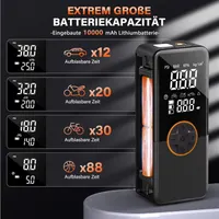 Portable Electric Air Pump with 10000 mAh Battery Compressor, 150 PSI Bicycle Pump Electric with Pressure Gauge / LED Light Suitable