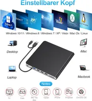 External CD DVD Drive,USB 3.0 & Type-C DVD/CD RW ROM Burner Rewriter,CD Drive Reader with SD/TF & 4 USB Ports,Slim Optical Disc Drive DVD Player for Laptop PC MacBook Pro Air iMac Winodws11/10 Linux — фото 2