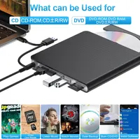 External CD DVD Drive,USB 3.0 & Type-C DVD/CD RW ROM Burner Rewriter,CD Drive Reader with SD/TF & 4 USB Ports,Slim Optical Disc Drive DVD Player for Laptop PC MacBook Pro Air iMac Winodws11/10 Linux — фото 5