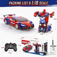 Remote Control Car for Boys 8-12 4-7, 2.4GHz RC Car 1:18 Scale, One-Button Transforming Toy with 360° Spins, LED Lights — фото 5