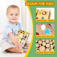 Busy Board, Montessori Toy for 1-3 Years Old, Wooden Toddler Sensory Travel Toy, Ideal Gift for 1+ Year Old Boys (Busy Board Plus V2), Medium, Yellow — фото 2
