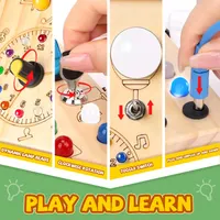 Busy Board, Montessori Toy for 1-3 Years Old, Wooden Toddler Sensory Travel Toy, Ideal Gift for 1+ Year Old Boys (Busy Board Plus V2), Medium, Yellow — фото 5