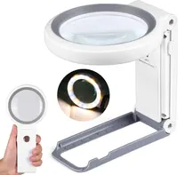 Увеличительное стекло (лупа) 10X/30X с подсветкой (18 LED), складная, с подставкой, для чтения и рукоделия