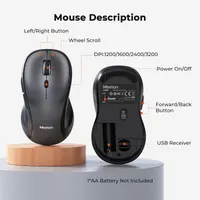 Беспроводной набор клавиатура и мышь с подставкой для запястий, 2.4G, эргономичный, 3200 DPI, черный — фото 2
