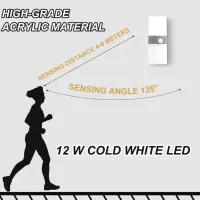 Настенный LED светильник JaneYi 12W с датчиком движения, холодный свет 6000K, для интерьера — фото 3