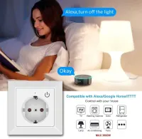 Wi-Fi розумна розетка Schuko вбудована з таймером, голосове керування Google Home | UCOMEN Tuya Smart Life — фото 2