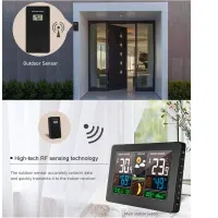 Беспроводная метеостанция VORRINC с уличным датчиком цветной дисплей часы DCF термометр гигрометр барометр — фото 4
