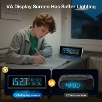 Цифровые настольные часы Seutgjie с RGB-подсветкой, VA-дисплеем, гигрометром, термометром и двумя будильниками — фото 3