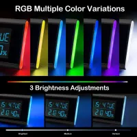 Цифровые настольные часы Seutgjie с RGB-подсветкой, VA-дисплеем, гигрометром, термометром и двумя будильниками — фото 4
