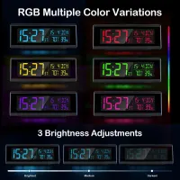Цифровые настольные часы Seutgjie с RGB-подсветкой, VA-дисплеем, гигрометром, термометром и двумя будильниками — фото 5