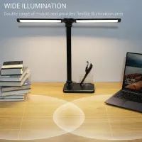 Светодиодная настольная лампа iVict с двойным плафоном, USB-портом, таймером, сенсорным управлением и 5 режимами — фото 3