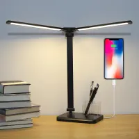 Світлодіодна настільна лампа iVict з подвійним плафоном, USB-портом, таймером, сенсорним керуванням та 5 режимами