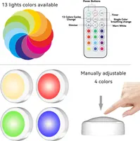 Набір з 6 LED-світильників Puck Lights з пультом, RGB підсвітка 13 кольорів для шафи — фото 5