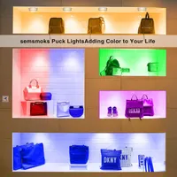 Набор из 6 LED-светильников Puck Lights с пультом, RGB подсветка 13 цветов для шкафа — фото 9