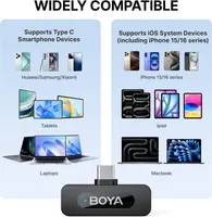 Микрофон-петличка BOYA BY-V10 для iPhone 15/Android (USB-C), беспроводная, 100м, 9ч работы — фото 2