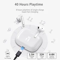 Навушники Bluetooth 5.4, ENC, HiFi-стерео, 40 год роботи, IP7, з 4 мікрофонами, білі — фото 6