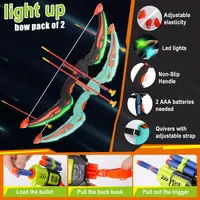 2 Pack Bow and Arrow for Kids Sports and Outdoor Play Toys Archery Set with LED Light Up 16 Arrows 1 Standing Target 2 Quiver Indoor Outdoors Toy for Age 4-12 Year Old Boy Girl Gift — фото 3