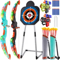 2 Pack Bow and Arrow for Kids Sports and Outdoor Play Toys Archery Set with LED Light Up 16 Arrows 1 Standing Target 2 Quiver Indoor Outdoors Toy for Age 4-12 Year Old Boy Girl Gift — фото 4