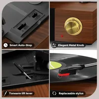 Вініловий програвач FYDEE з Bluetooth, 3 швидкості, вбудовані динаміки, RCA-вихід — фото 4