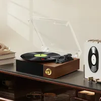 Виниловый проигрыватель FYDEE с Bluetooth, 3 скорости, встроенные динамики, RCA-выход — фото 2
