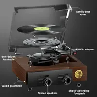 Виниловый проигрыватель FYDEE с Bluetooth, 3 скорости, встроенные динамики, RCA-выход — фото 6