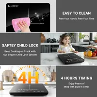 Індукційна плита AMZCHEF 1800 Вт, 20 рівнів потужності, таймер, настільна, портативна — фото 6