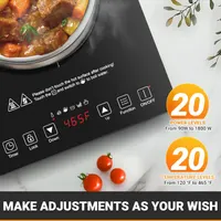Індукційна плита AMZCHEF 1800 Вт, 20 рівнів потужності, таймер, настільна, портативна — фото 9