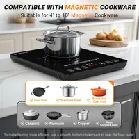 Индукционная плита AMZCHEF 1800 Вт, 20 уровней мощности, таймер, настольная, портативная — фото 3