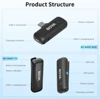Бездротовий петличний мікрофон BOYA для iPhone Lightning, подвійний, шумозаглушення, кейс-зарядка, до 100 м — фото 4
