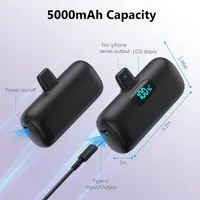 Компактный повербанк для iPhone, 5000 мАч, быстрая зарядка PD, LCD-дисплей, черный — фото 4