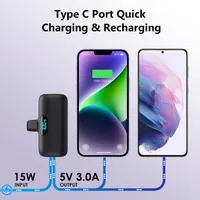 Компактный повербанк для iPhone, 5000 мАч, быстрая зарядка PD, LCD-дисплей, черный — фото 8