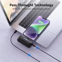 Компактний повербанк для iPhone, 5000 мАг, швидка зарядка PD, LCD-дисплей, чорний — фото 9