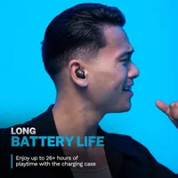 Наушники JLab Go Air Pop+, Bluetooth, 35ч, микрофон, USB-C, 3 EQ, TWS, черные — фото 5