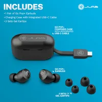 Навушники JLab Go Air Pop+, Bluetooth, 35 год, мікрофон, USB-C, 3 EQ, TWS, чорні — фото 2