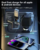 Автозарядка YHTYOH 4-в-1, PD, 2 витяжні кабелі (Lightning+Type-C), 2 порти, для iPhone, швидка зарядка — фото 8