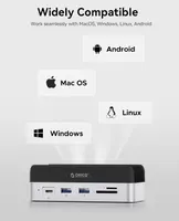 Хаб для Mac mini ORICO Minidock 9-в-1, SSD 1 ТБ NVMe M.2, алюмінієвий, USB-C, портативний та швидкий — фото 2