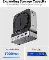 Хаб для Mac mini ORICO Minidock 9-в-1, SSD 1 ТБ NVMe M.2, алюмінієвий, USB-C, портативний та швидкий — фото 3