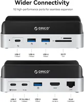 Хаб для Mac mini ORICO Minidock 9-в-1, SSD 1 ТБ NVMe M.2, алюмінієвий, USB-C, портативний та швидкий — фото 5