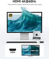 Хаб для Mac mini ORICO Minidock 9-в-1, SSD 1 ТБ NVMe M.2, алюмінієвий, USB-C, портативний та швидкий — фото 9