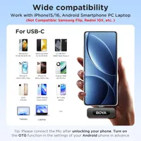Бездротовий петличний мікрофон BOYA BY-V10 (USB-C) для Android/iPhone 15, 100м, 9ч, для влогів — фото 5