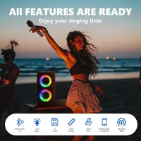 Караоке система JYX PartyGo mini, 2 микрофона, Bluetooth колонка, TWS, AUX, USB, FM, диктофон — фото 3