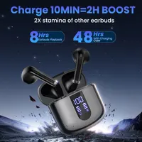 Бездротові навушники S05-0699, Bluetooth 5.3, Deep Bass, 48г, LED-дисплей, IPX7, мікрофон (Чорні) — фото 6