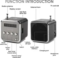 Міні-радіо Td V26, портативна колонка, MP3-плеєр, FM-радіо, USB, TF-карта, Акумулятор, Чорний — фото 3