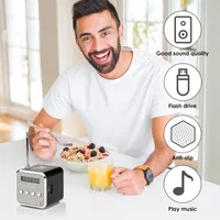 Міні-радіо Td V26, портативна колонка, MP3-плеєр, FM-радіо, USB, TF-карта, Акумулятор, Чорний — фото 4